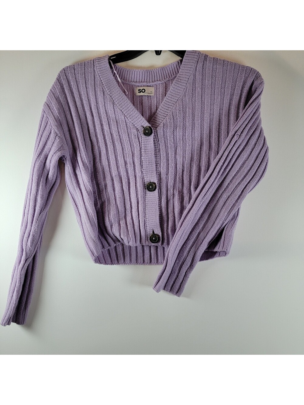 SO Goods For Life Lilac Ribbed Cropped Cardigan Sweater XL